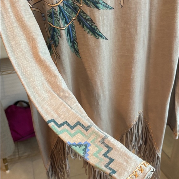 Double D Ranch Gray Fringe Long Sleeve Top - Picture 6 of 6